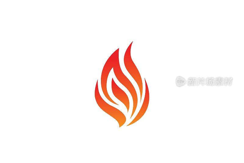 Red fire flame modern logo design. Abstract silhouette vector graphic